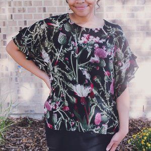 Black Floral Top